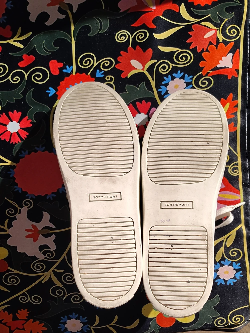 Tory Burch  Sport White Leather Sneakers with Navy Trim Size 10